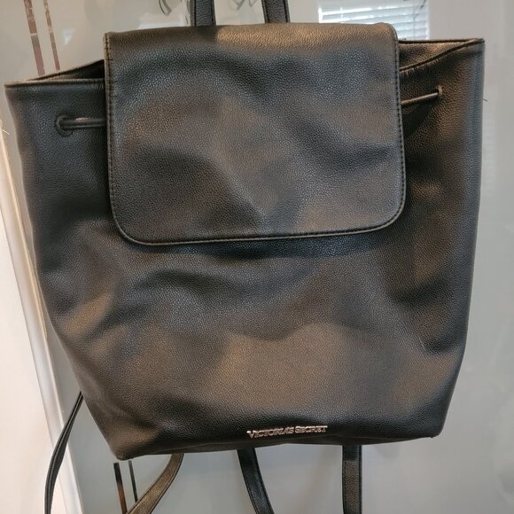 Victoria Secret Black Faux Leather Backpack - Picture 6 of 12
